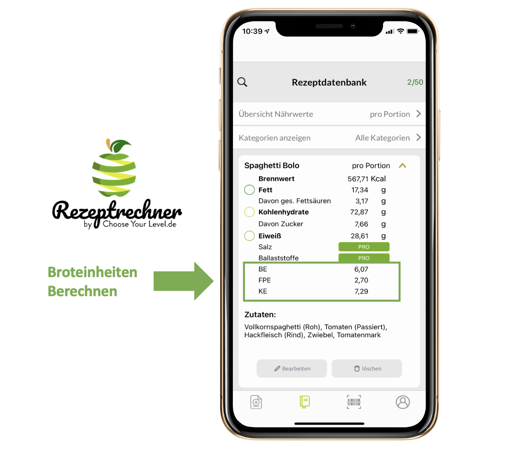 Broteinheiten Berechnen Broteinheiten Rechner Rezeptrechner