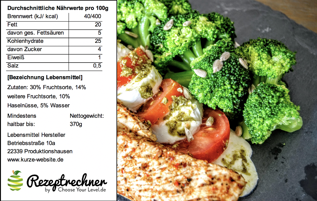 Kalorienrechner Essen selbst gekocht & Mahlzeit Kalorien Berechnen für Mahlzeit bzw. Essen