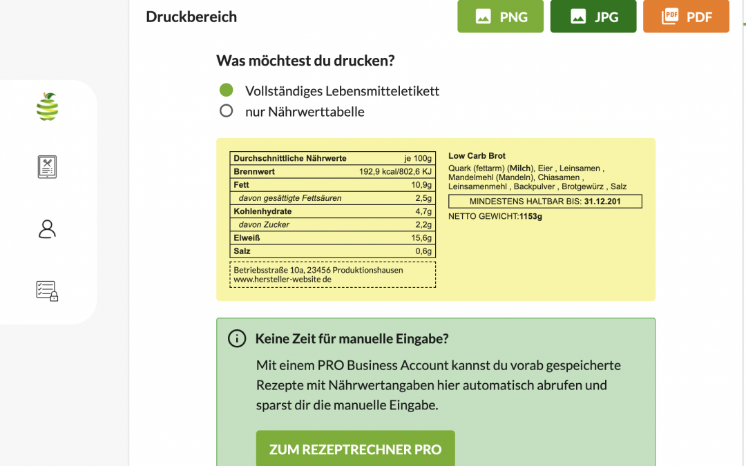 komplette nährwerttabelle zum ausdrucken Archive > Rezeptrechner
