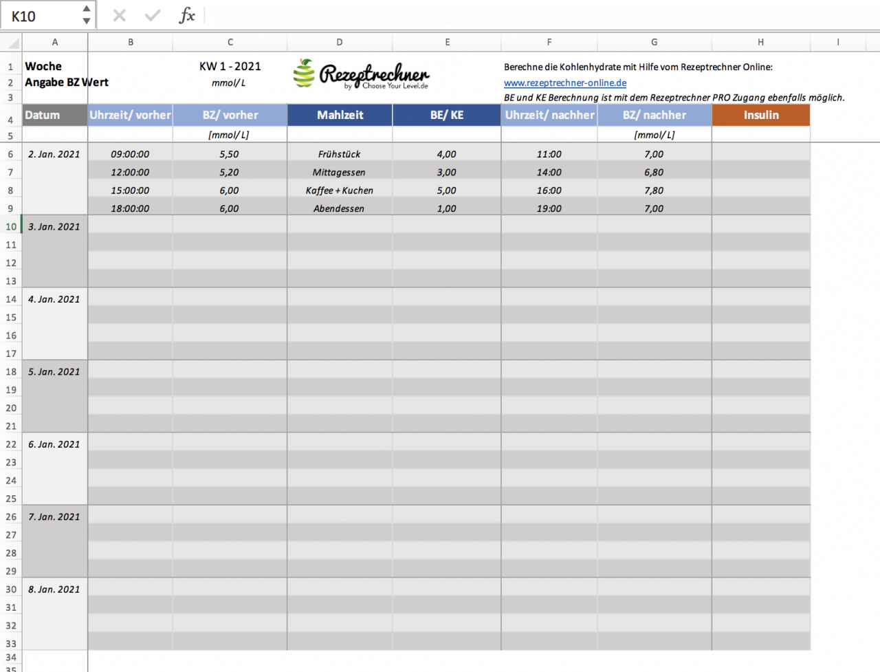 insulin tabelle zum ausdrucken Archive > Rezeptrechner