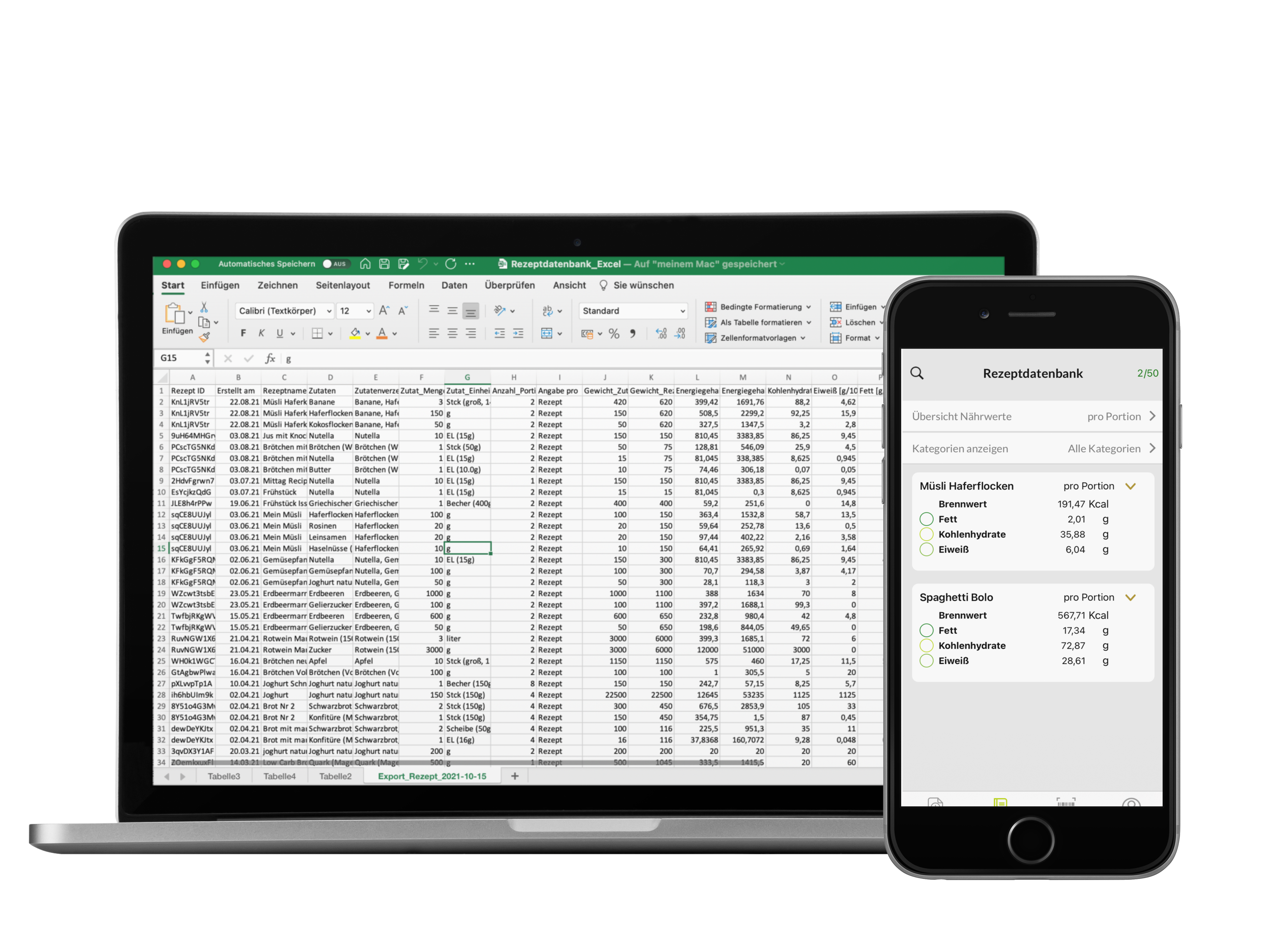 Rezeptdatenbank erstellen Excel Rezeptdatenbank