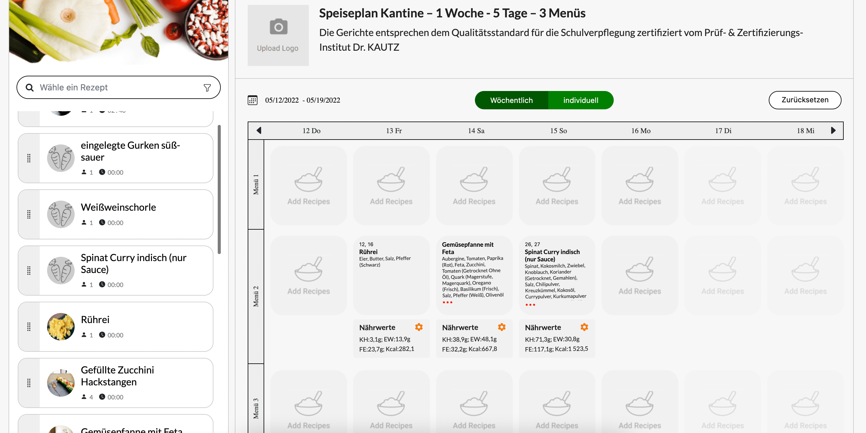 Speiseplan erstellen Speiseplan Software