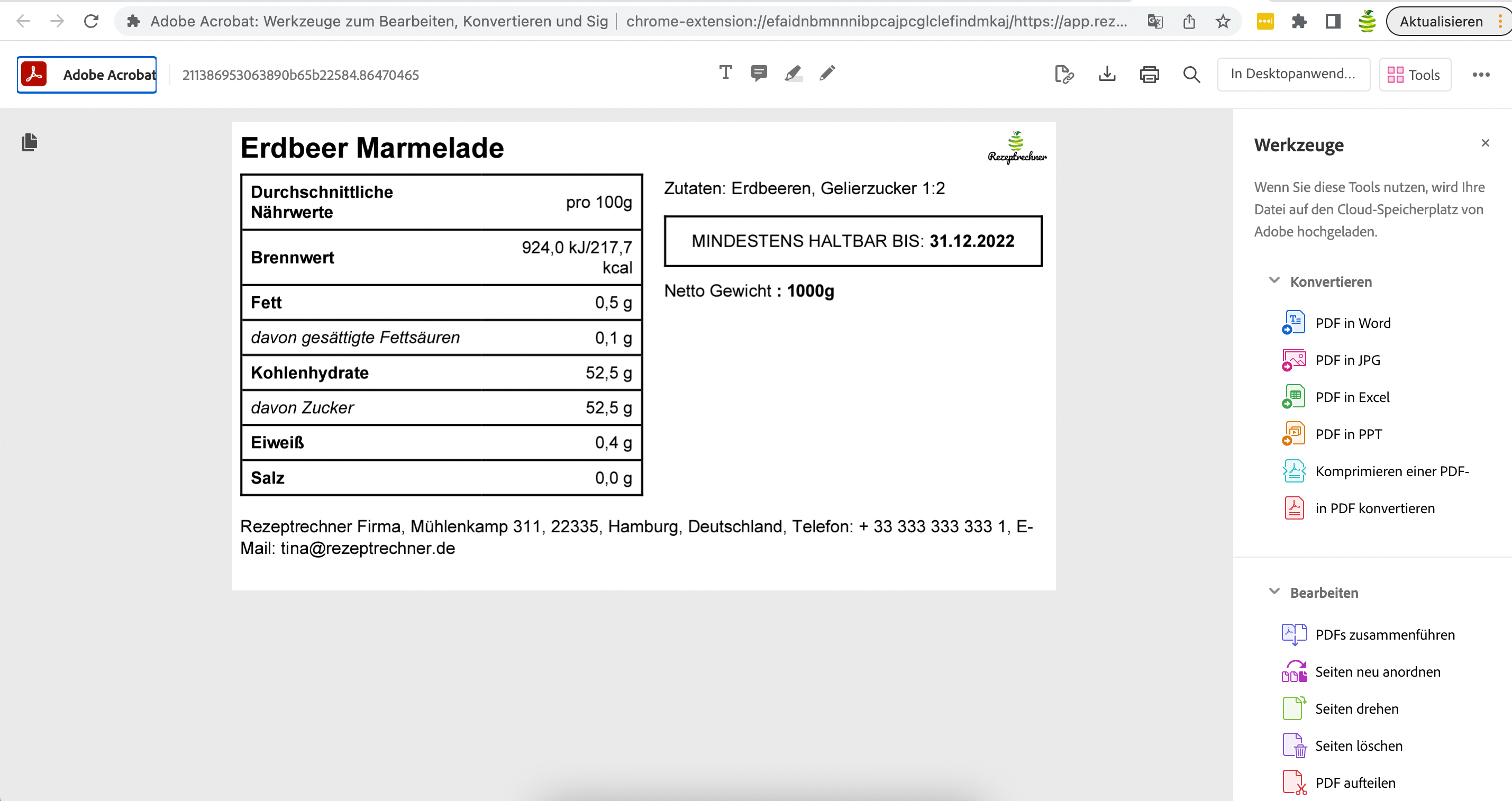 Marmeladen Etiketten als PDF drucken