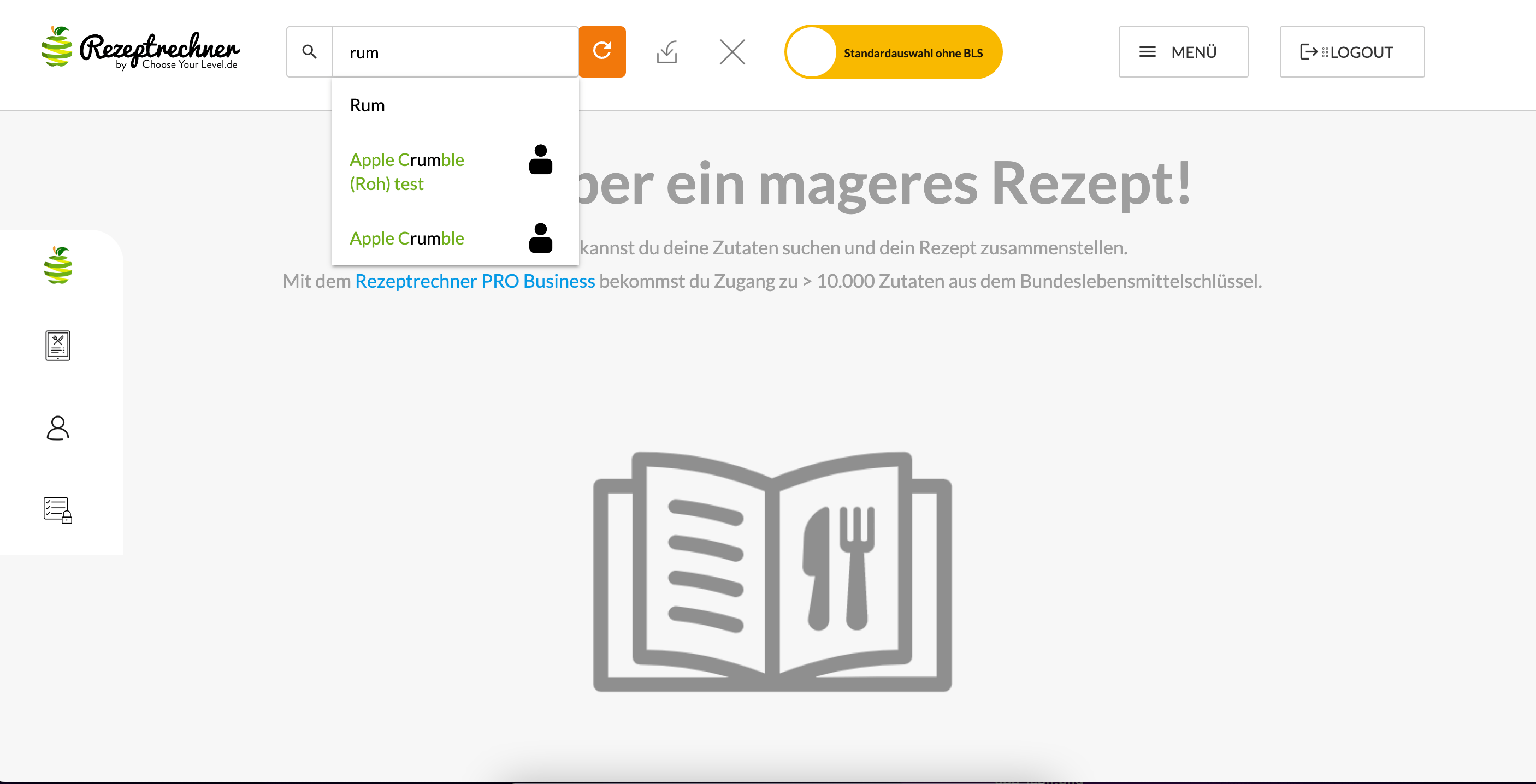 Zutaten Rechner - Nährwerte & Alkohol Nährwerte Rechner für Alkoholmengen