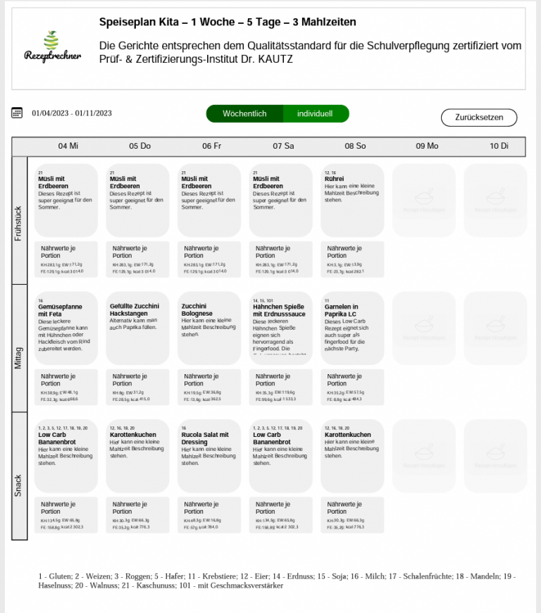 X Gastro Speiseplan
