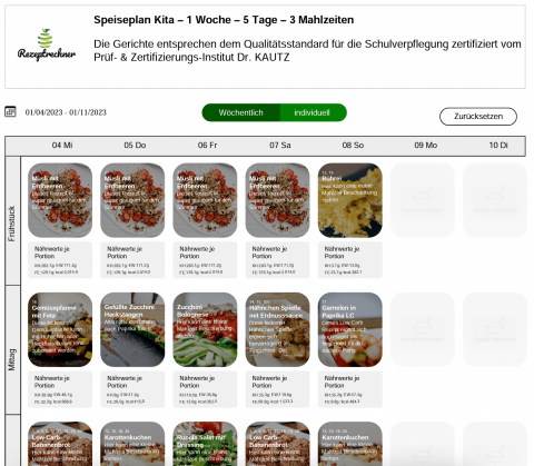 4 Wochen Speiseplan Kita | Software