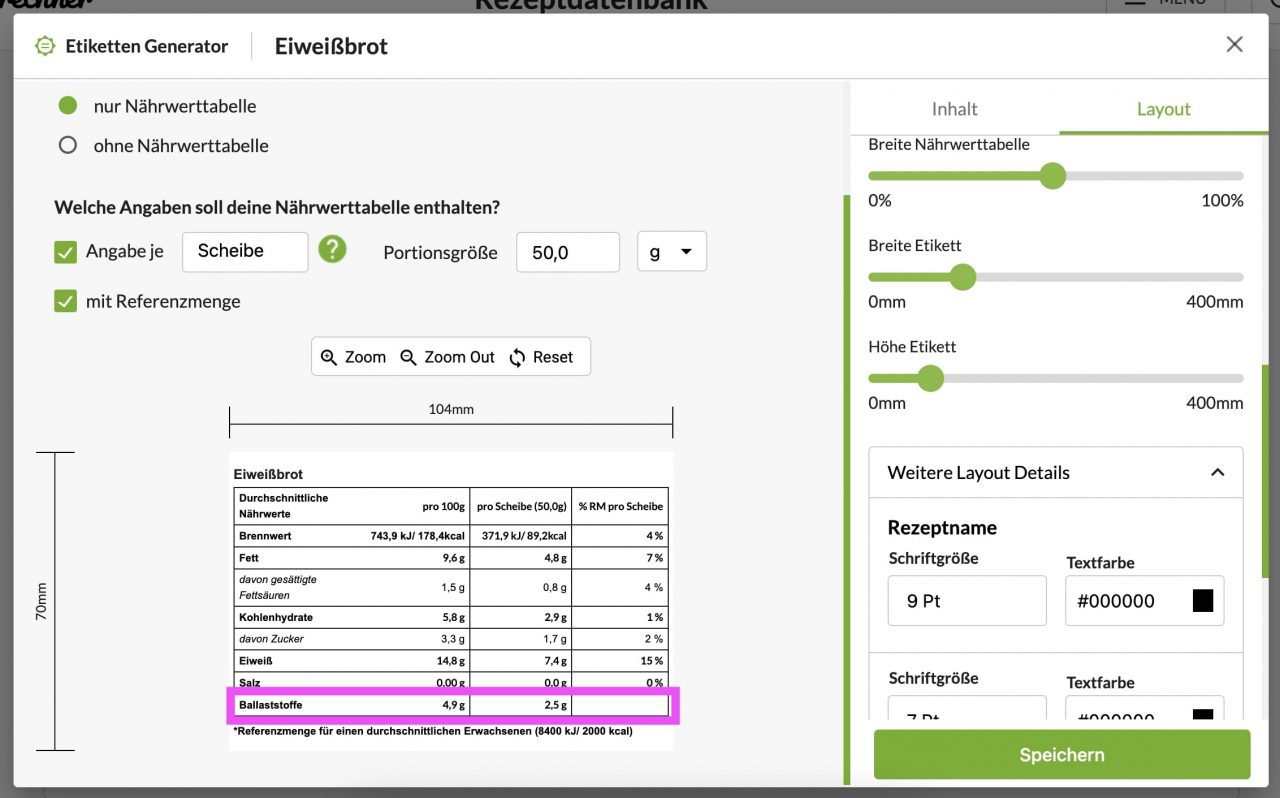 Komplette Nahrwerttabelle Zum Ausdrucken
